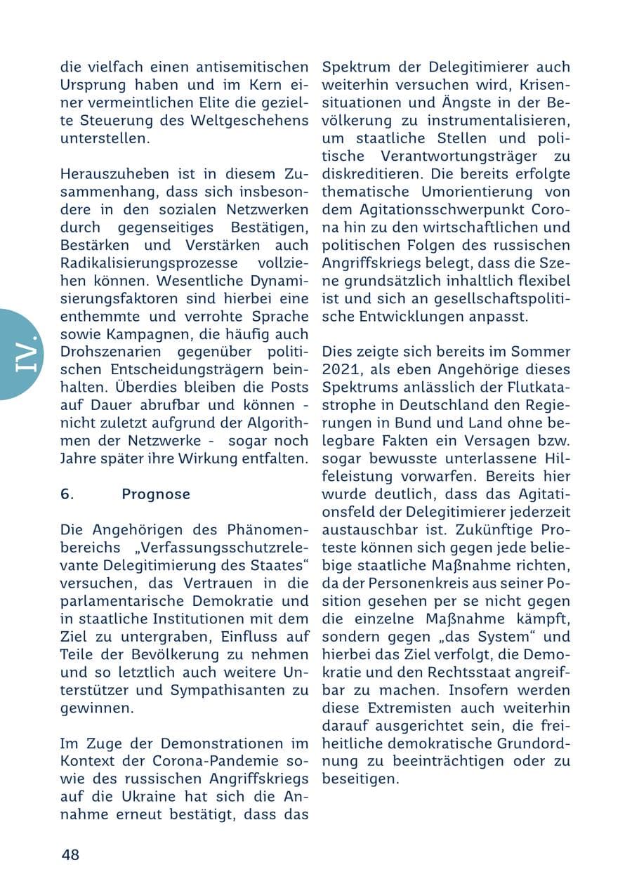 Seite 48 des Verfassungsschutzbericht 2022 Saarland
