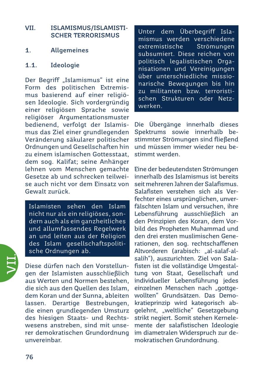Seite 76 des Verfassungsschutzbericht 2022 Saarland