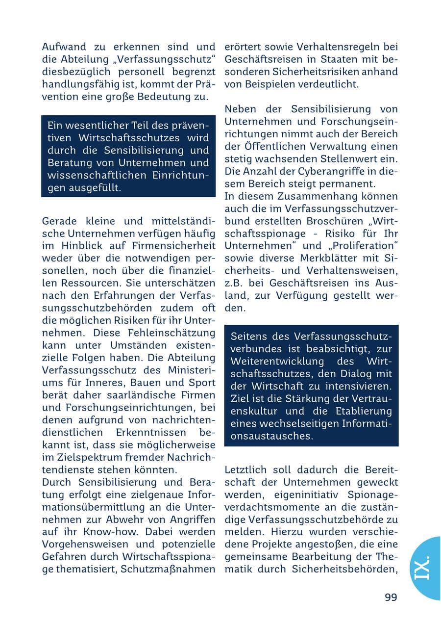 Seite 99 des Verfassungsschutzbericht 2022 Saarland