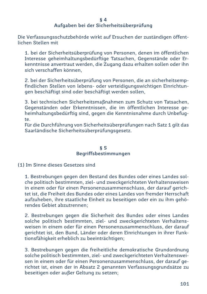 Seite 101 des Verfassungsschutzbericht 2023 Saarland