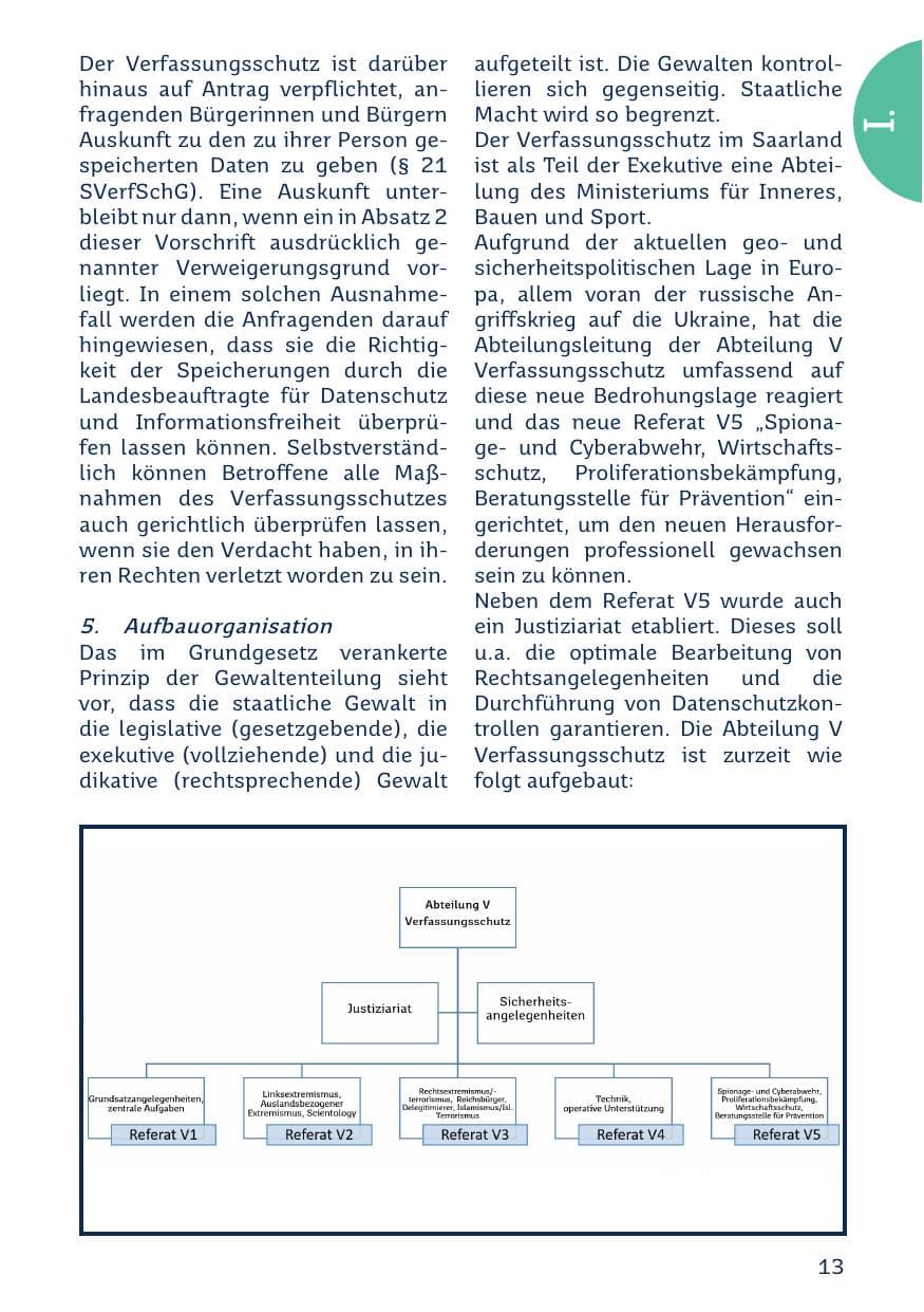 Seite 13 des Verfassungsschutzbericht 2023 Saarland