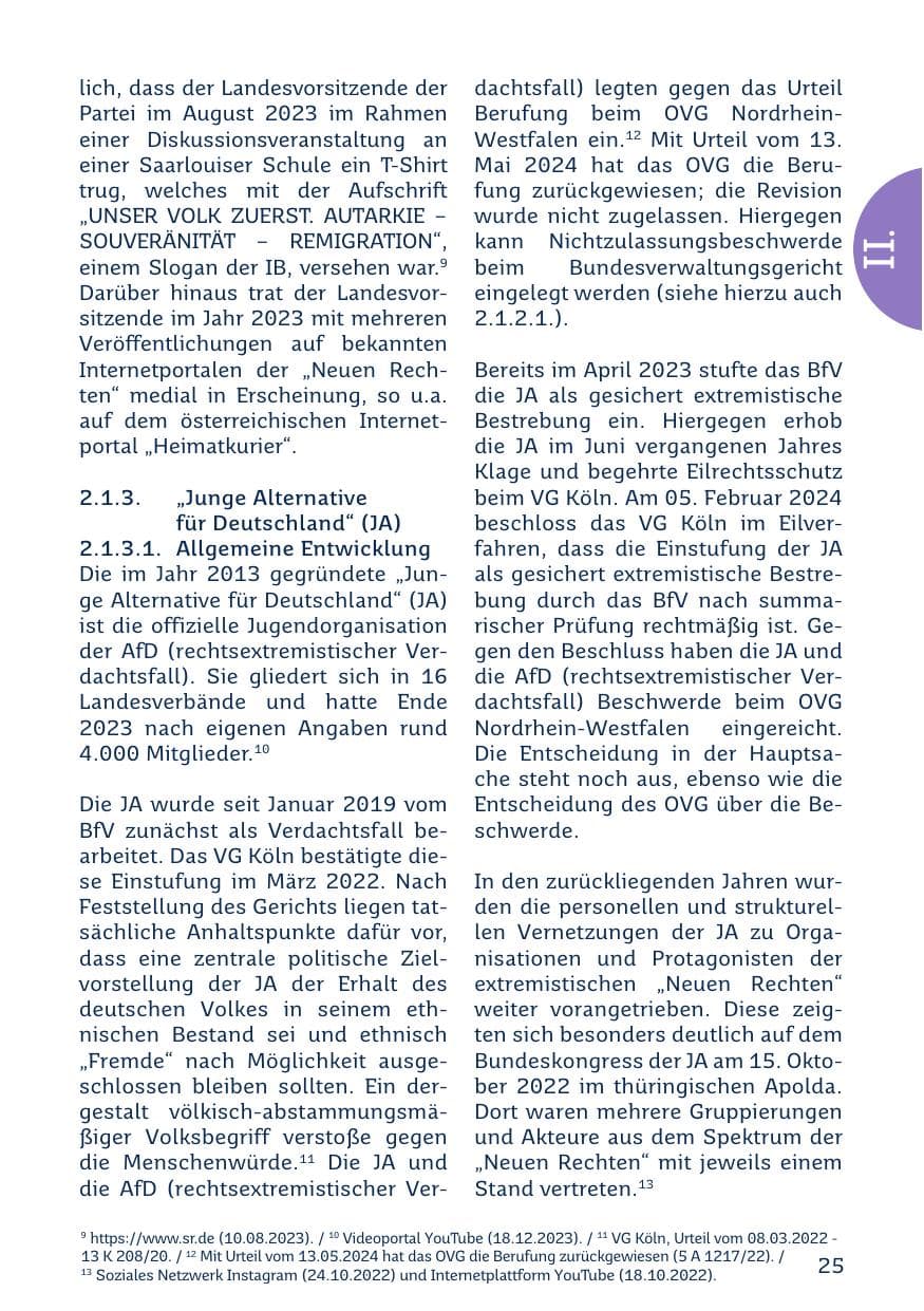 Seite 25 des Verfassungsschutzbericht 2023 Saarland