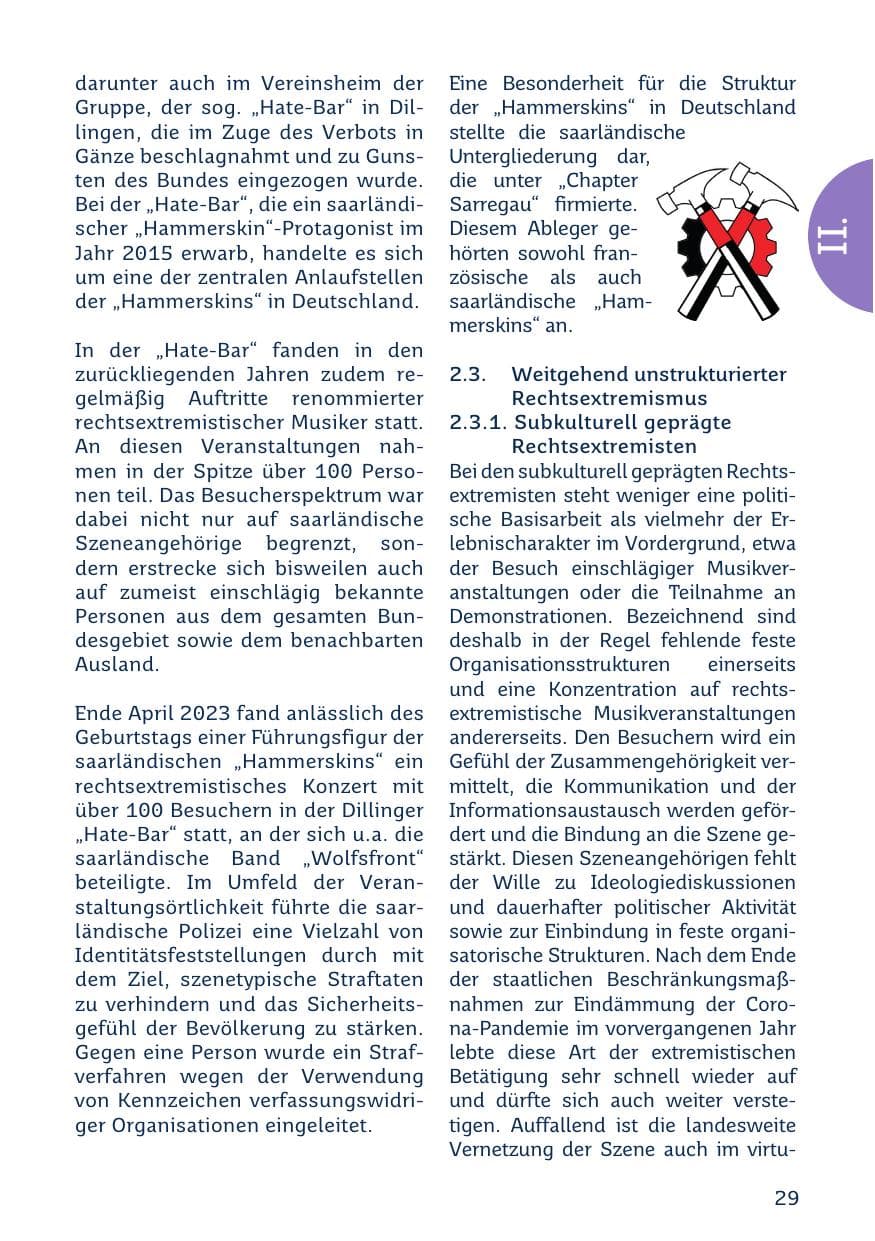 Seite 29 des Verfassungsschutzbericht 2023 Saarland