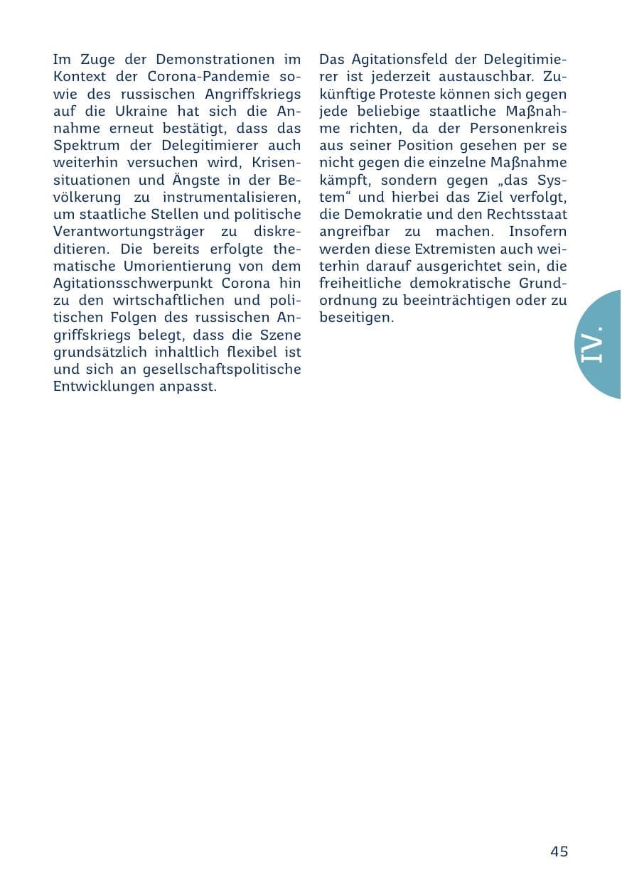 Seite 45 des Verfassungsschutzbericht 2023 Saarland