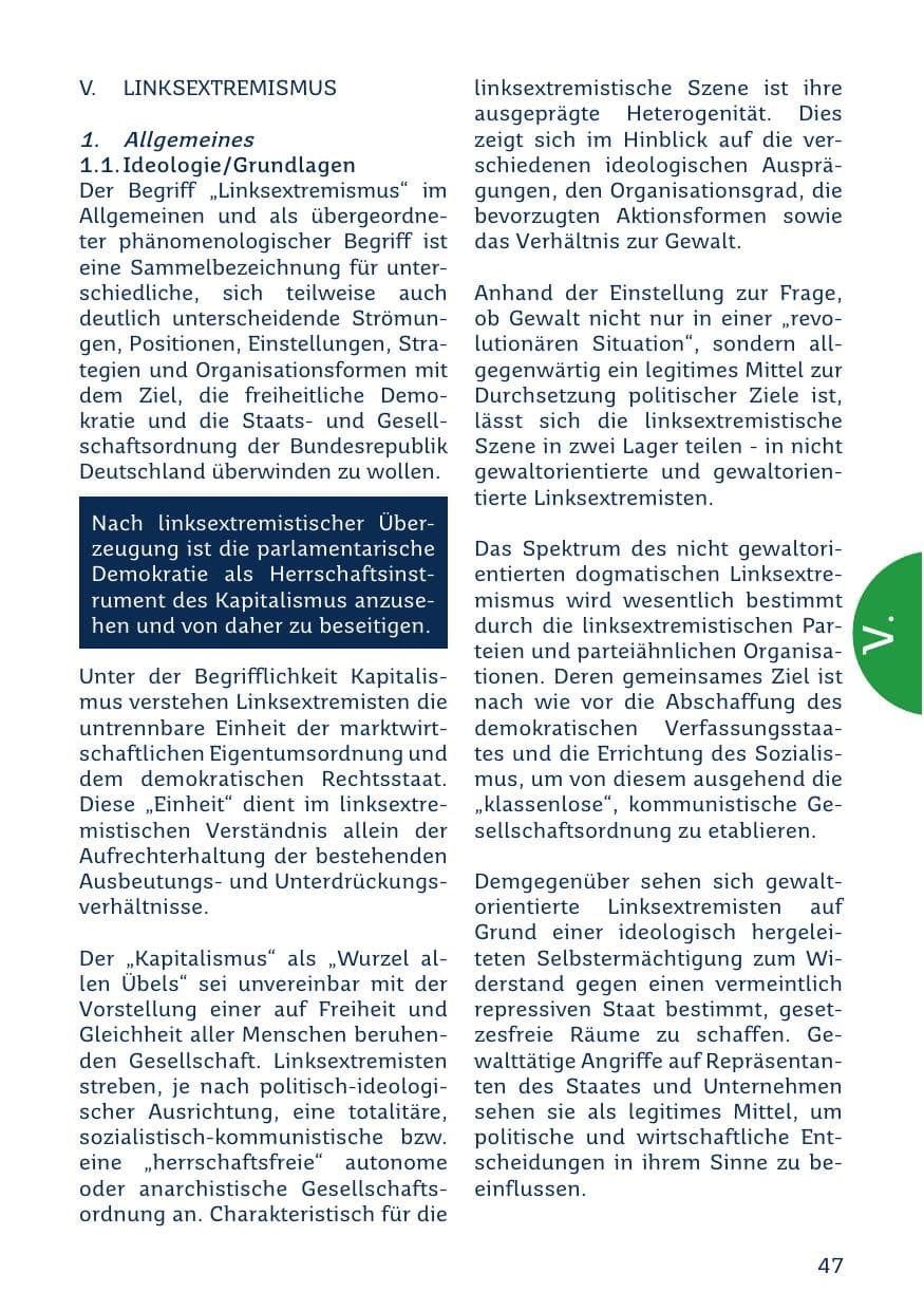 Seite 47 des Verfassungsschutzbericht 2023 Saarland
