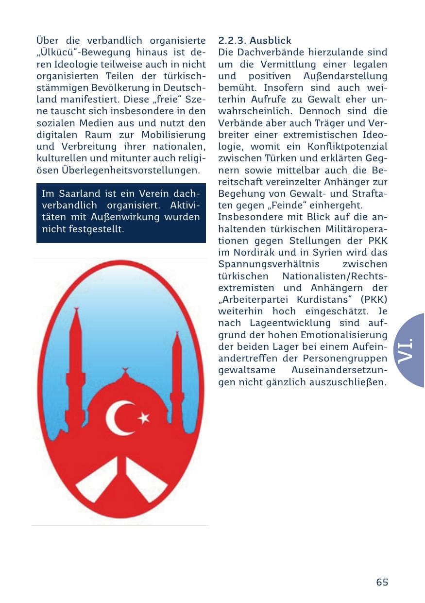 Seite 65 des Verfassungsschutzbericht 2023 Saarland