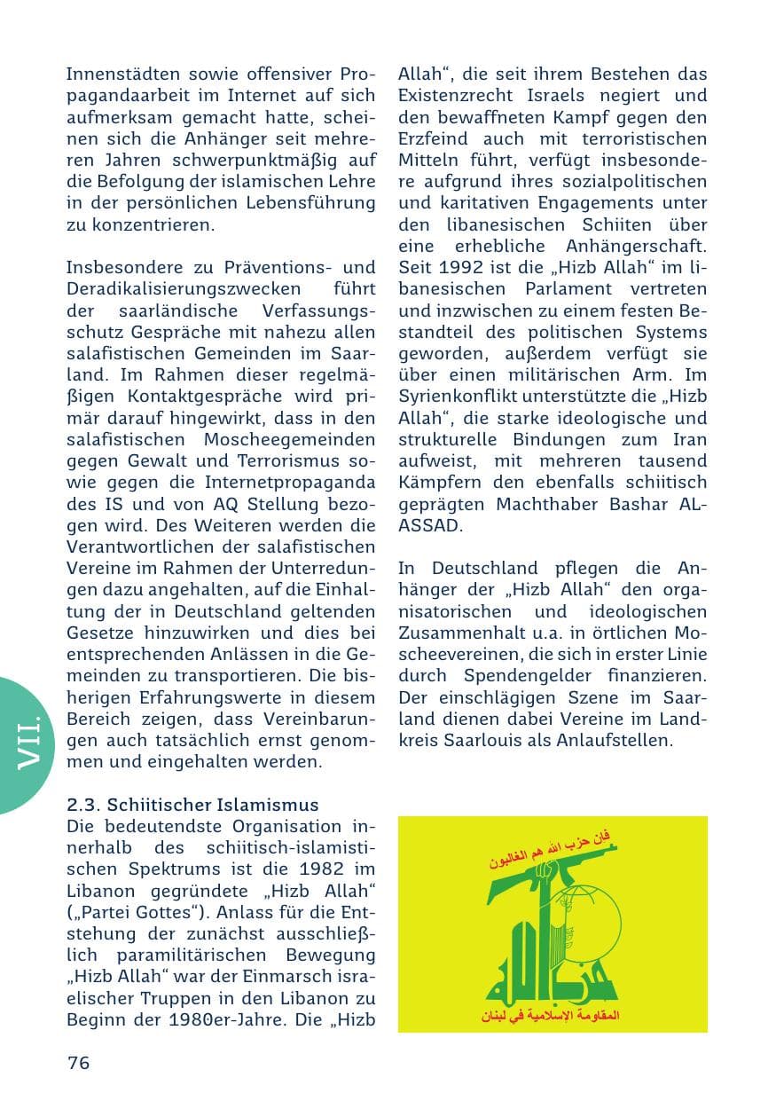 Seite 76 des Verfassungsschutzbericht 2023 Saarland