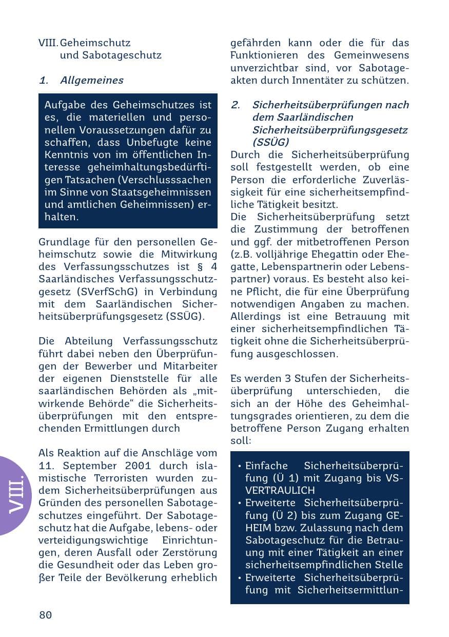Seite 80 des Verfassungsschutzbericht 2023 Saarland