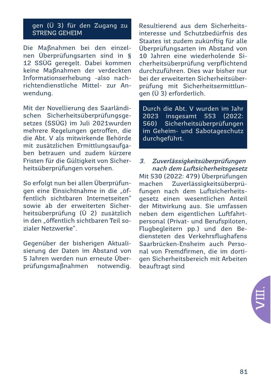 Seite 81 des Verfassungsschutzbericht 2023 Saarland