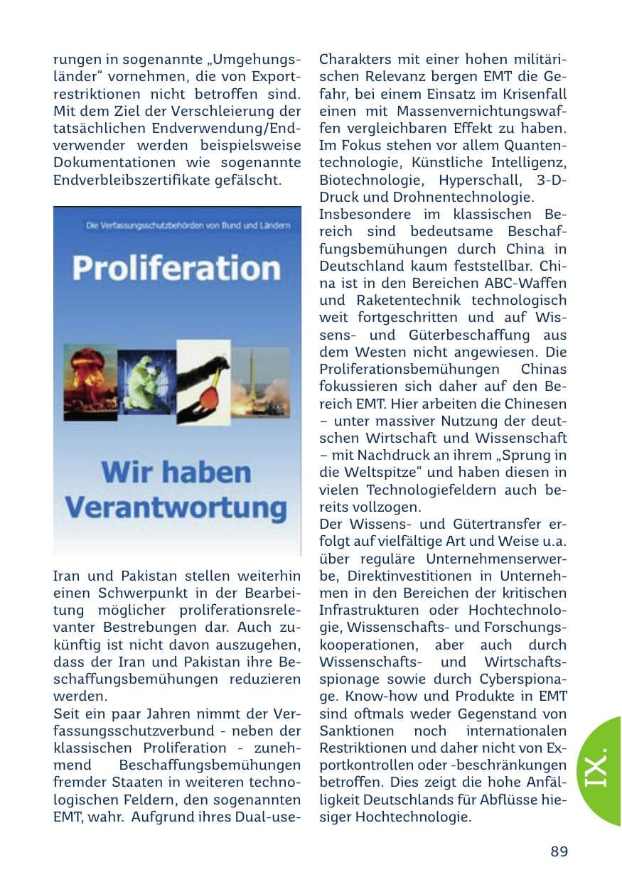 Seite 89 des Verfassungsschutzbericht 2023 Saarland