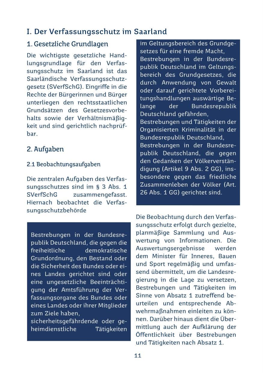 Seite 11 des Verfassungsschutzbericht 2024 Saarland