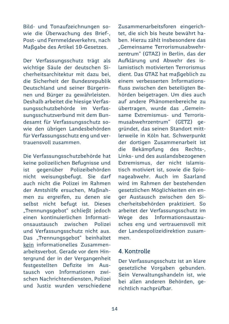 Seite 14 des Verfassungsschutzbericht 2024 Saarland