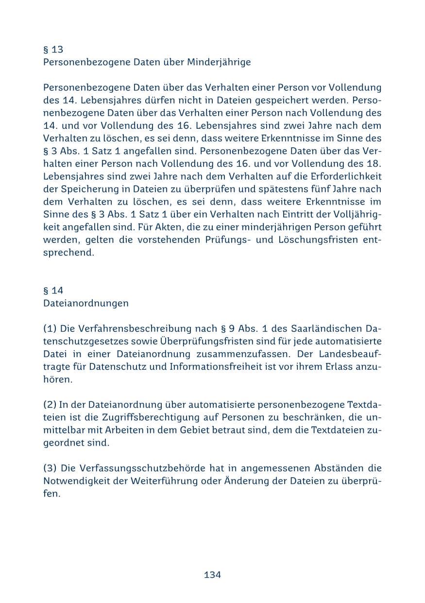 Seite 134 des Verfassungsschutzbericht 2024 Saarland