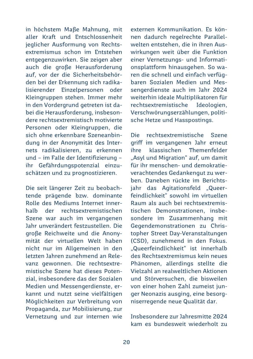Seite 20 des Verfassungsschutzbericht 2024 Saarland