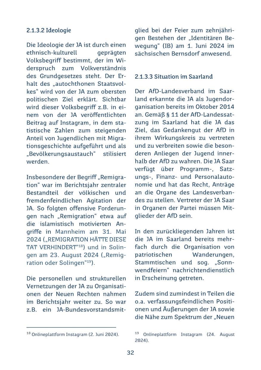 Seite 32 des Verfassungsschutzbericht 2024 Saarland