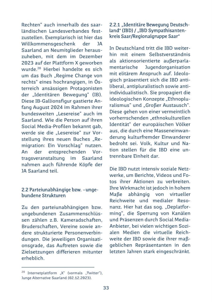 Seite 33 des Verfassungsschutzbericht 2024 Saarland