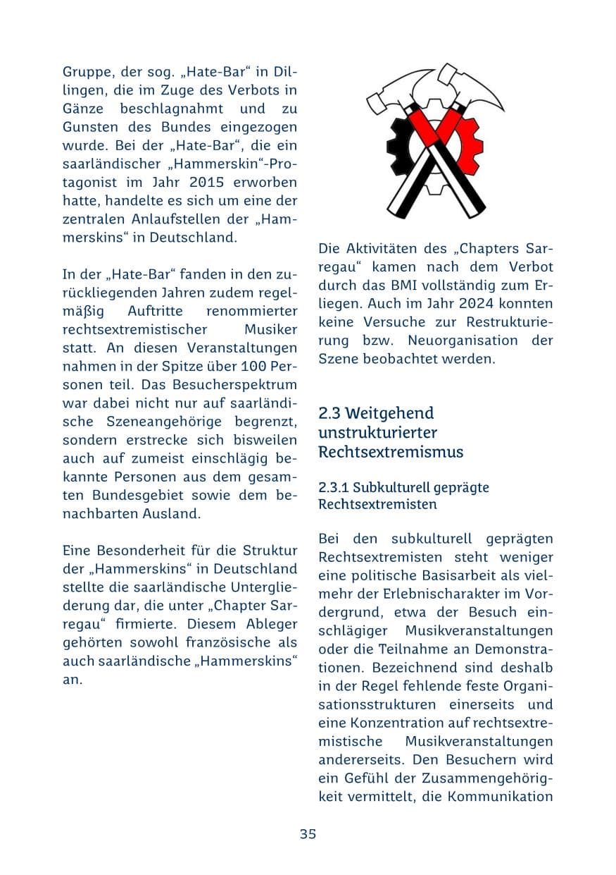 Seite 35 des Verfassungsschutzbericht 2024 Saarland