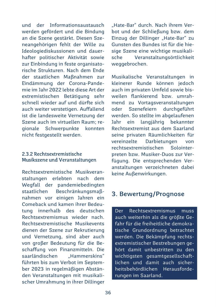 Seite 36 des Verfassungsschutzbericht 2024 Saarland