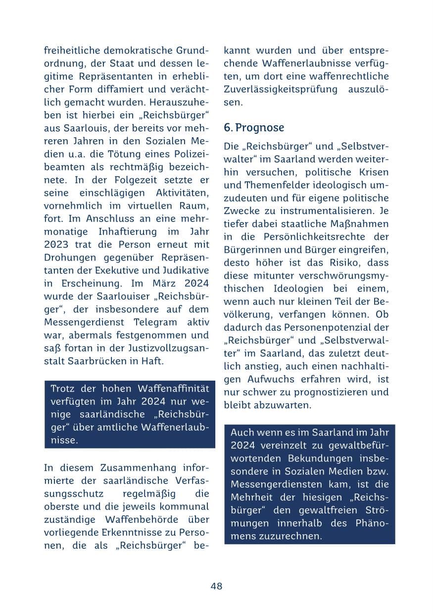 Seite 48 des Verfassungsschutzbericht 2024 Saarland