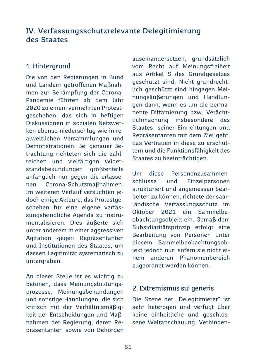 Seite 51 des Verfassungsschutzbericht 2024 Saarland