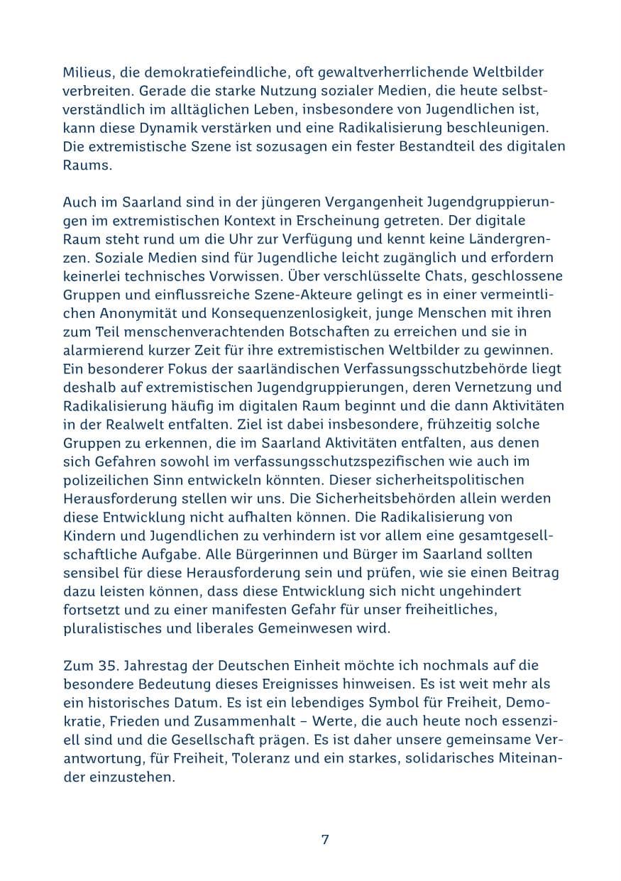 Seite 7 des Verfassungsschutzbericht 2024 Saarland
