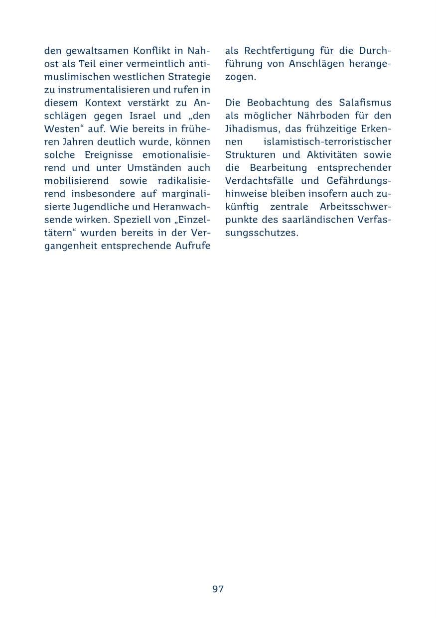 Seite 97 des Verfassungsschutzbericht 2024 Saarland