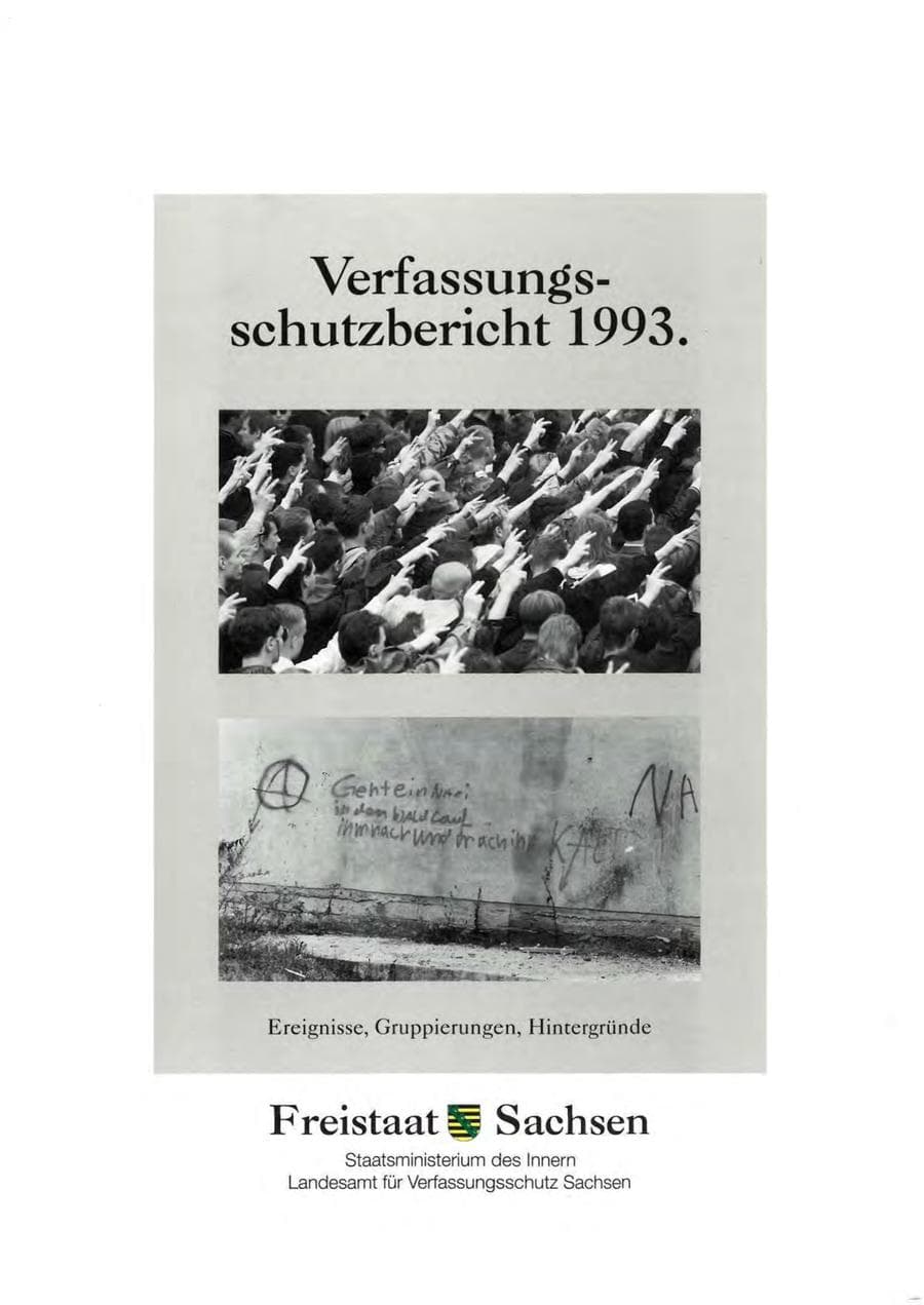 Seite 1 des Verfassungsschutzbericht 1993 Sachsen