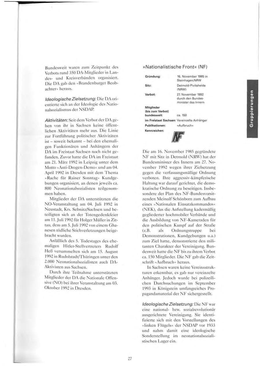 Seite 28 des Verfassungsschutzbericht 1993 Sachsen