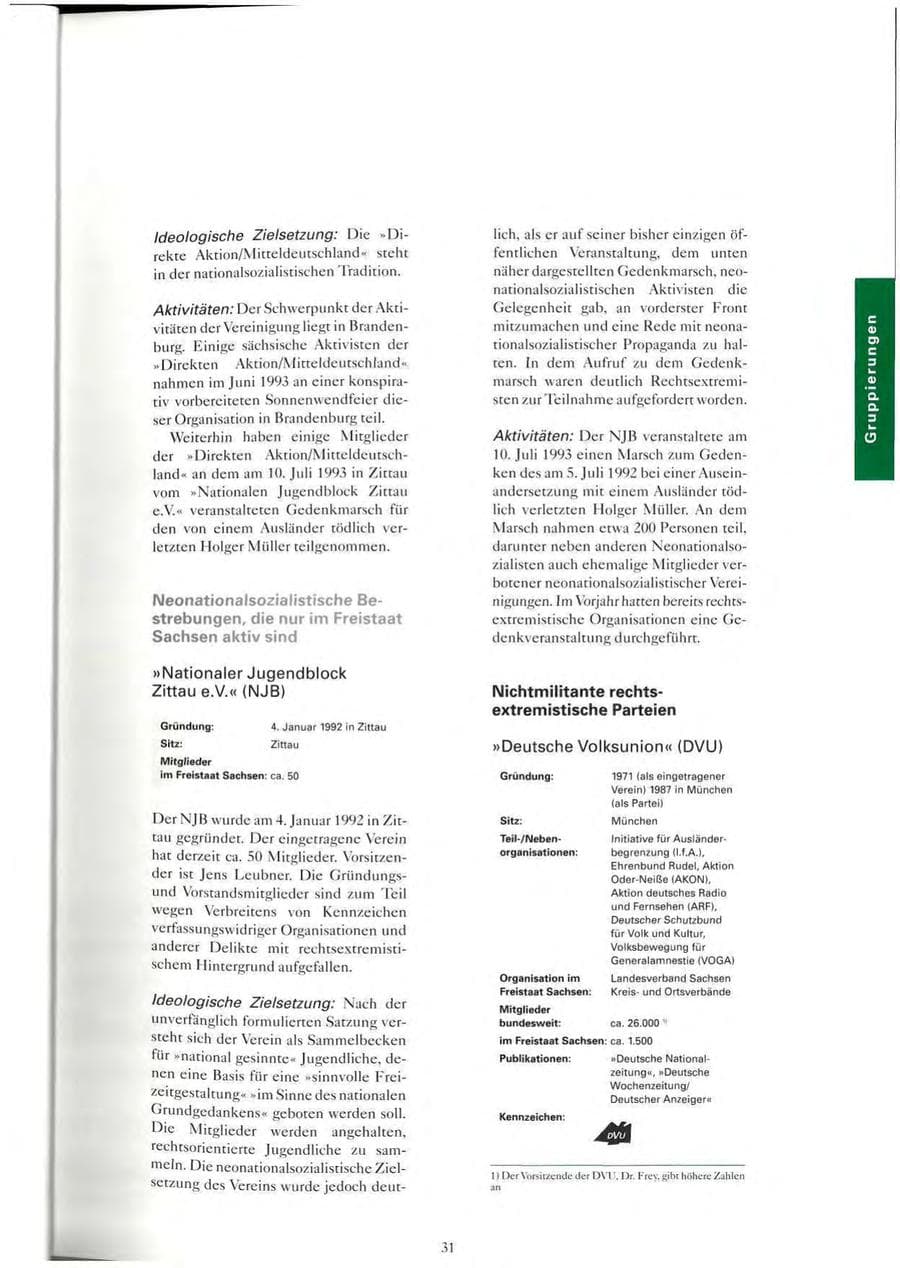 Seite 32 des Verfassungsschutzbericht 1993 Sachsen