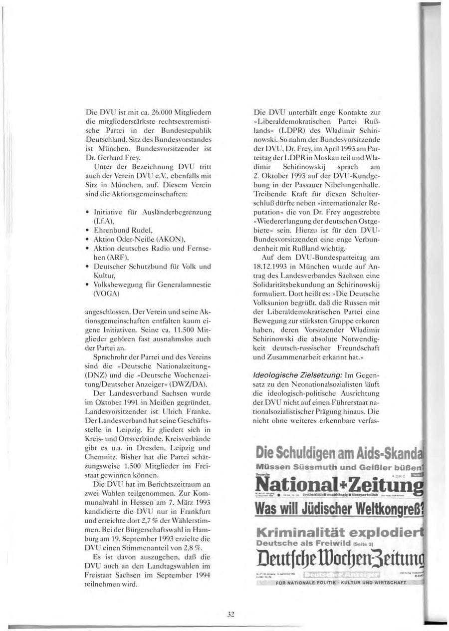 Seite 33 des Verfassungsschutzbericht 1993 Sachsen
