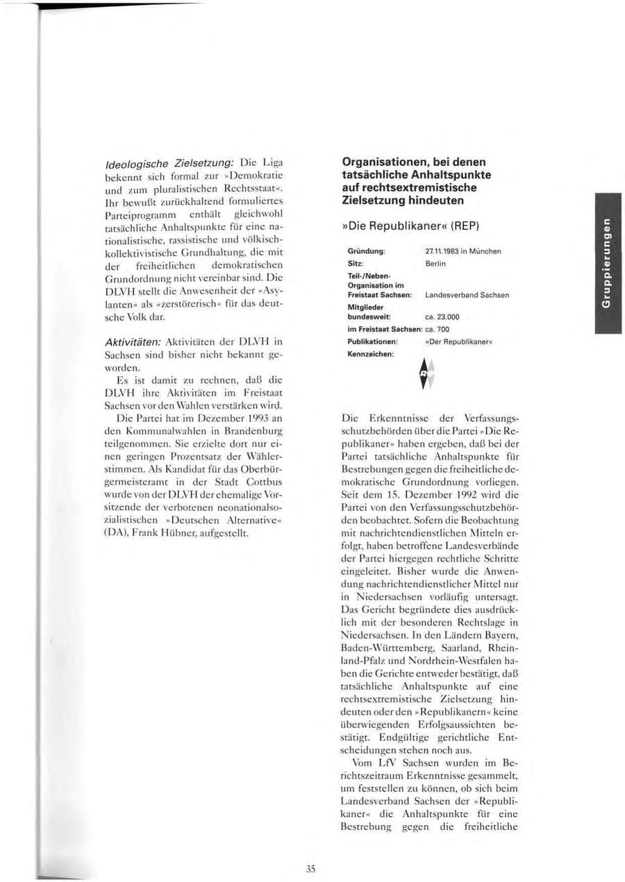 Seite 36 des Verfassungsschutzbericht 1993 Sachsen