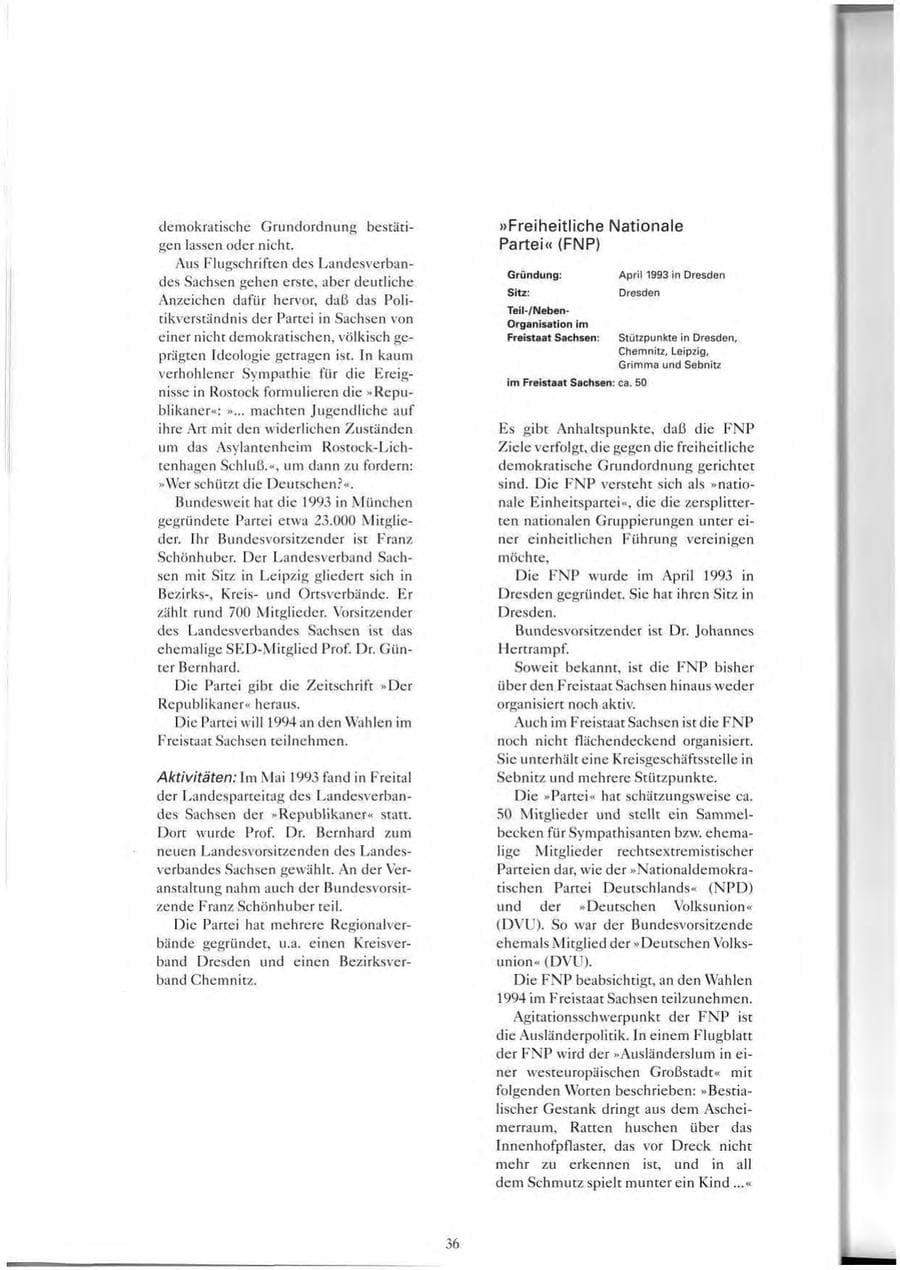 Seite 37 des Verfassungsschutzbericht 1993 Sachsen
