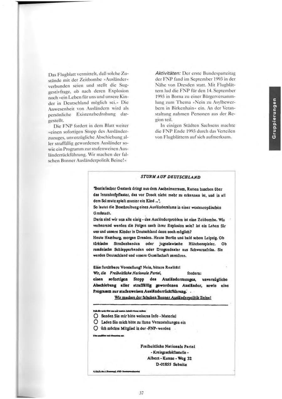 Seite 38 des Verfassungsschutzbericht 1993 Sachsen