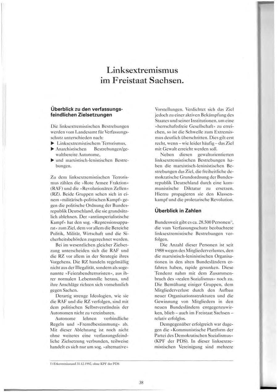 Seite 39 des Verfassungsschutzbericht 1993 Sachsen