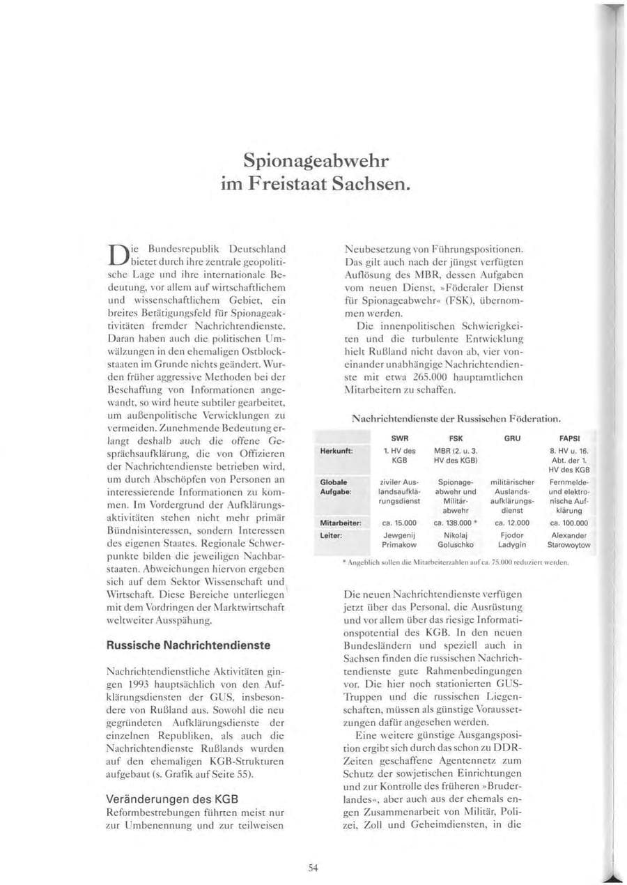 Seite 55 des Verfassungsschutzbericht 1993 Sachsen