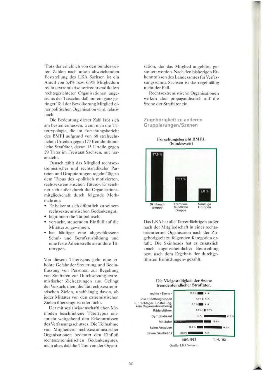 Seite 63 des Verfassungsschutzbericht 1993 Sachsen
