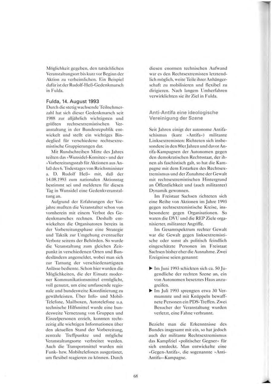 Seite 69 des Verfassungsschutzbericht 1993 Sachsen