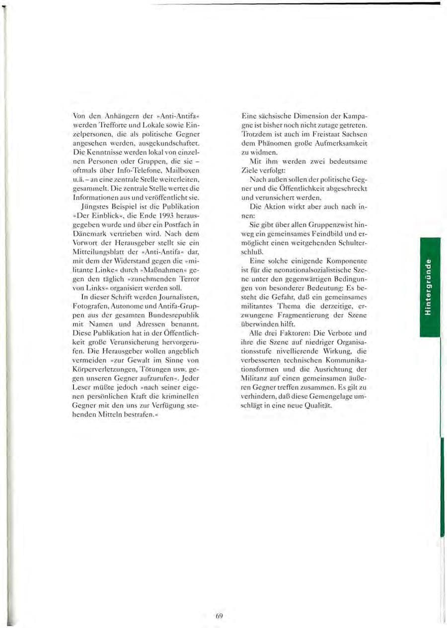 Seite 70 des Verfassungsschutzbericht 1993 Sachsen