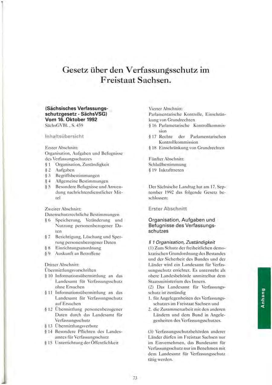 Seite 74 des Verfassungsschutzbericht 1993 Sachsen