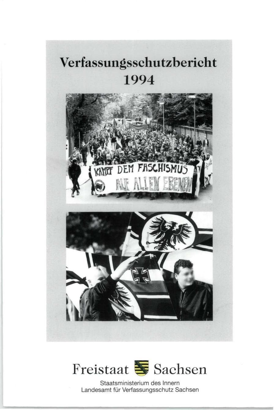 Seite 1 des Verfassungsschutzbericht 1994 Sachsen