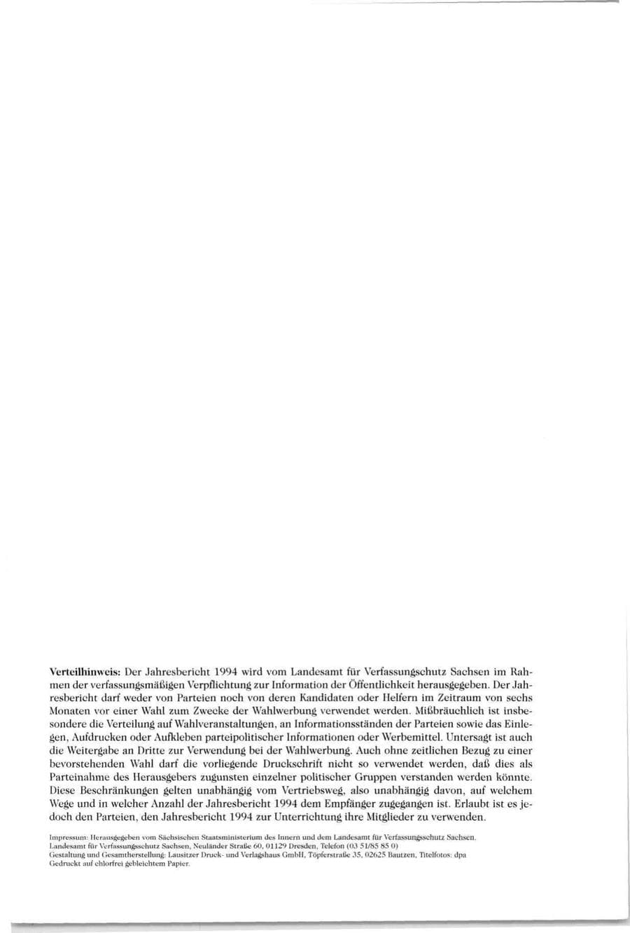 Seite 116 des Verfassungsschutzbericht 1994 Sachsen