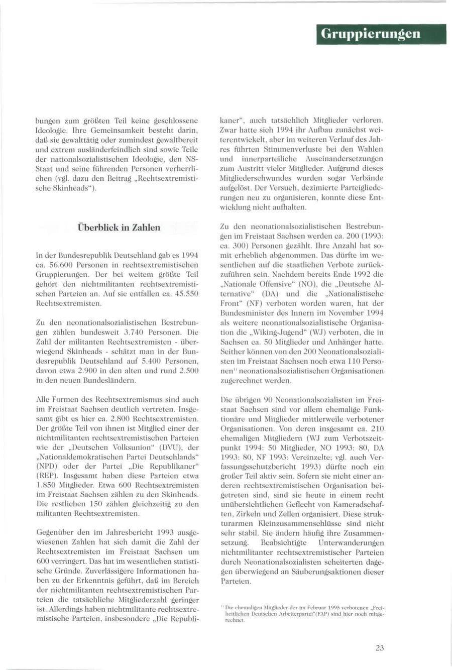 Seite 22 des Verfassungsschutzbericht 1994 Sachsen