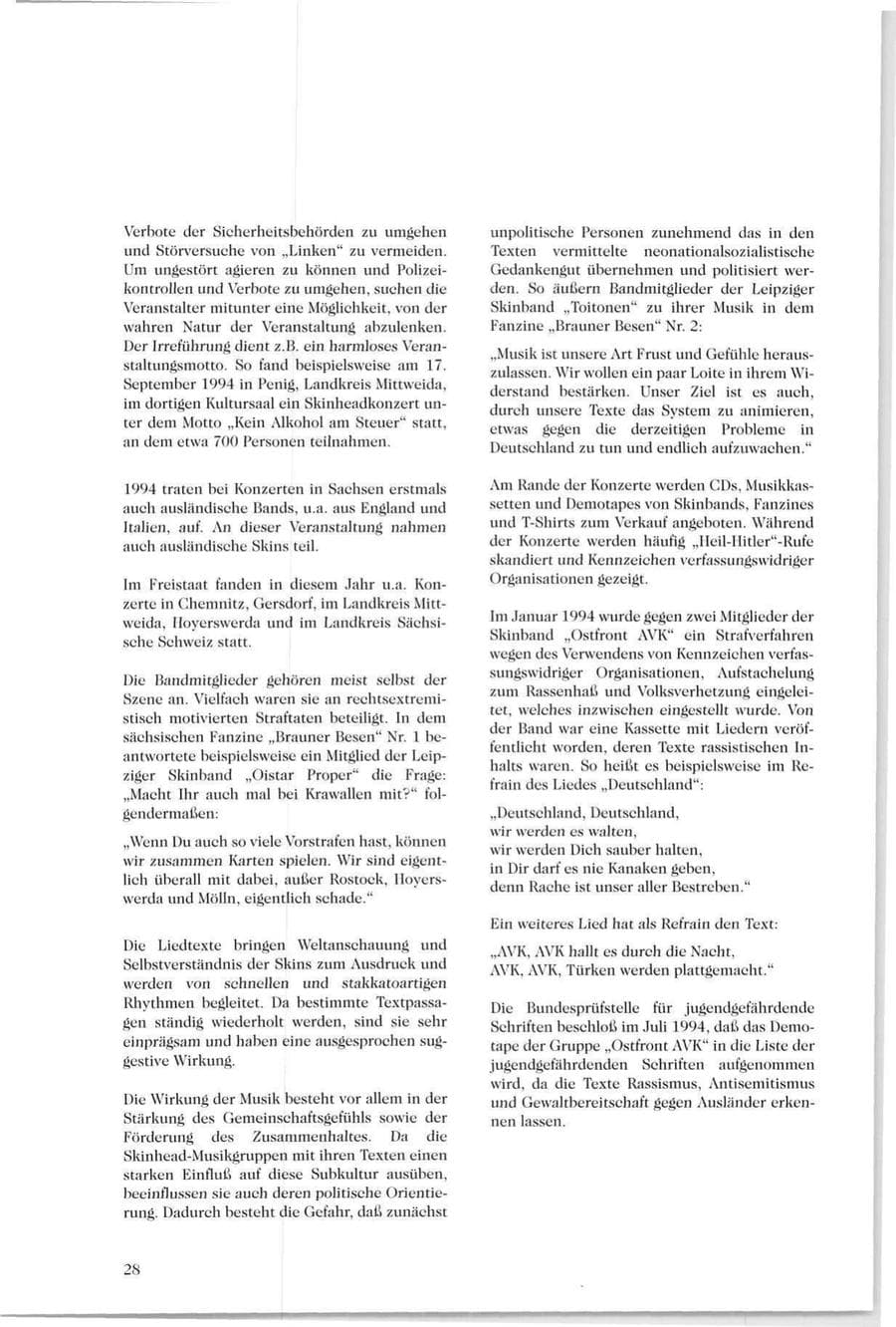 Seite 27 des Verfassungsschutzbericht 1994 Sachsen