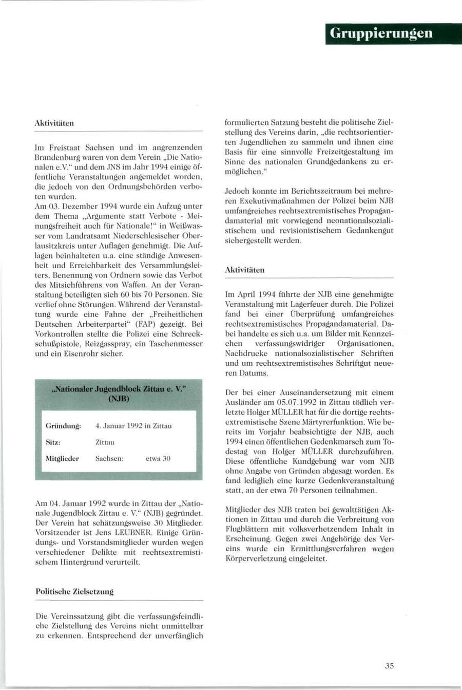 Seite 34 des Verfassungsschutzbericht 1994 Sachsen