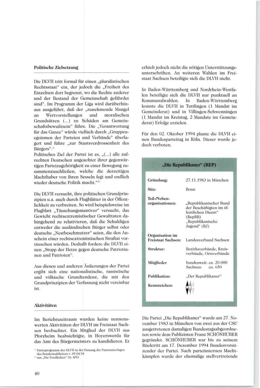 Seite 39 des Verfassungsschutzbericht 1994 Sachsen