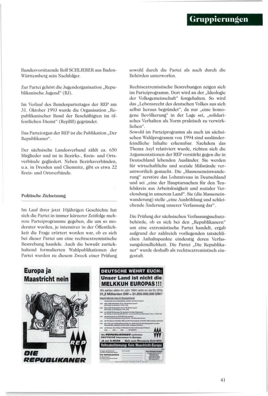 Seite 40 des Verfassungsschutzbericht 1994 Sachsen