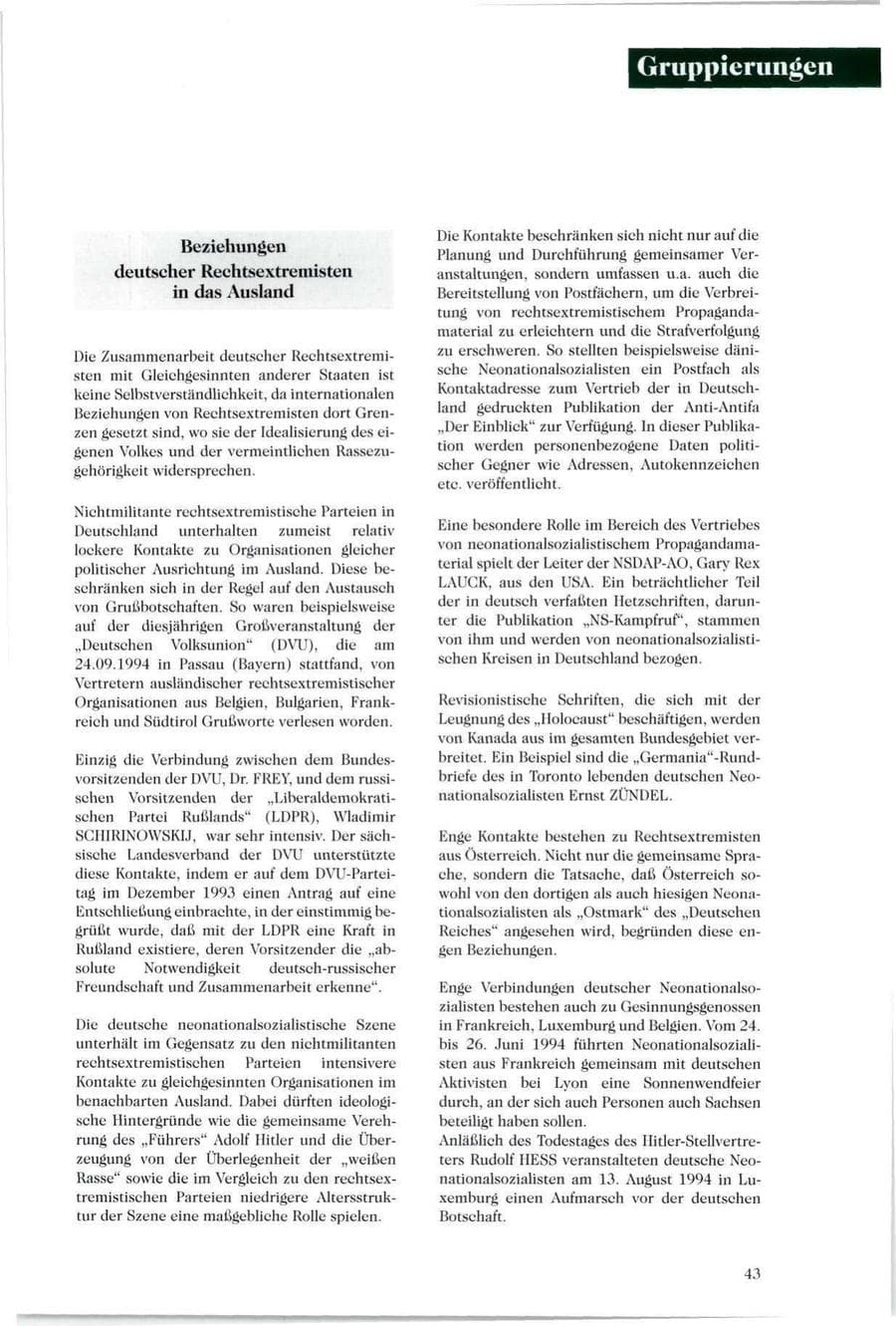 Seite 42 des Verfassungsschutzbericht 1994 Sachsen