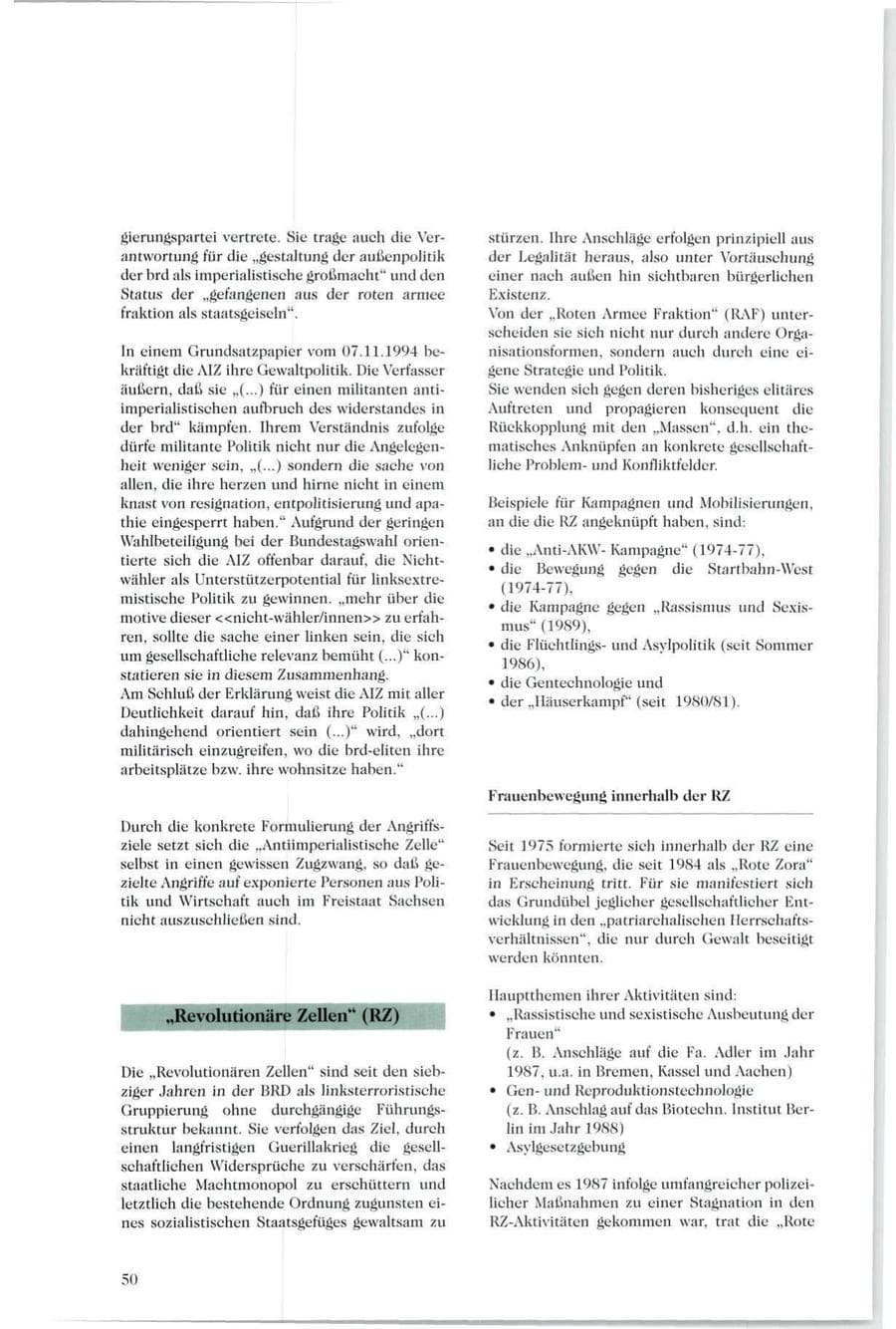 Seite 49 des Verfassungsschutzbericht 1994 Sachsen