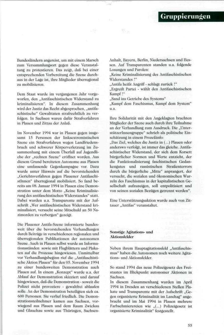 Seite 54 des Verfassungsschutzbericht 1994 Sachsen
