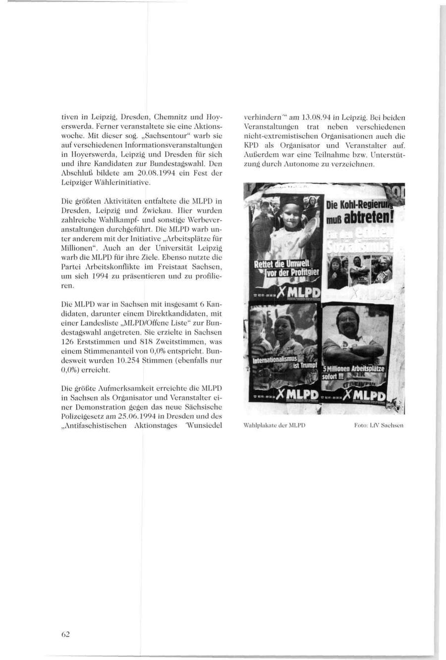 Seite 61 des Verfassungsschutzbericht 1994 Sachsen